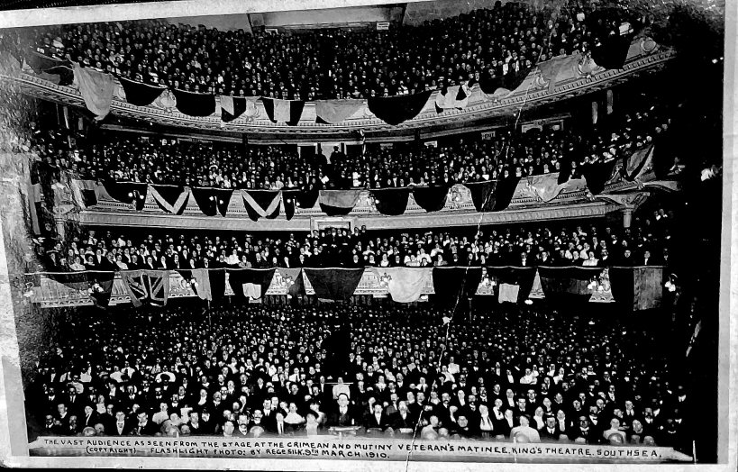 War veterans enjoy the showa at the Kings Theatre, Southsea, in 1910